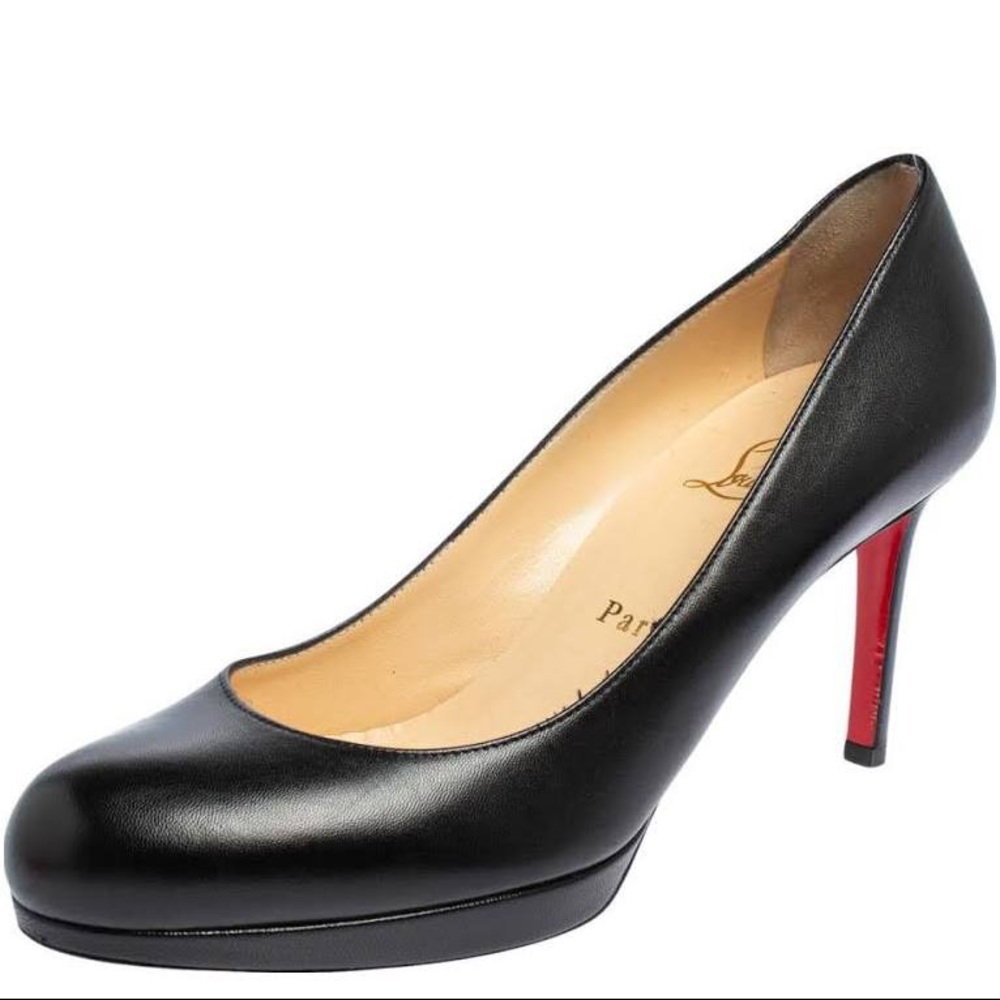 Black leather Christian Louboutin Heels (size 37 1/2)